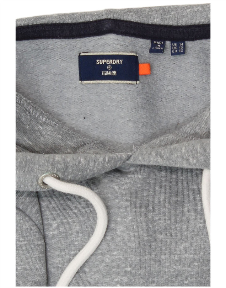 Superdry hættetrøje til kvinder UK 14 Large, grå flækket polyester