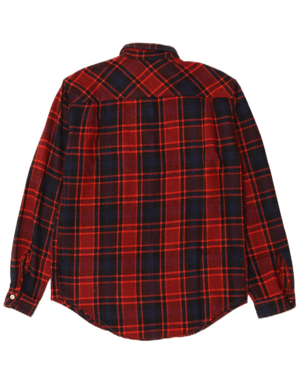 Vintage flannelskjorte til mænd Medium rød ternet bomuld