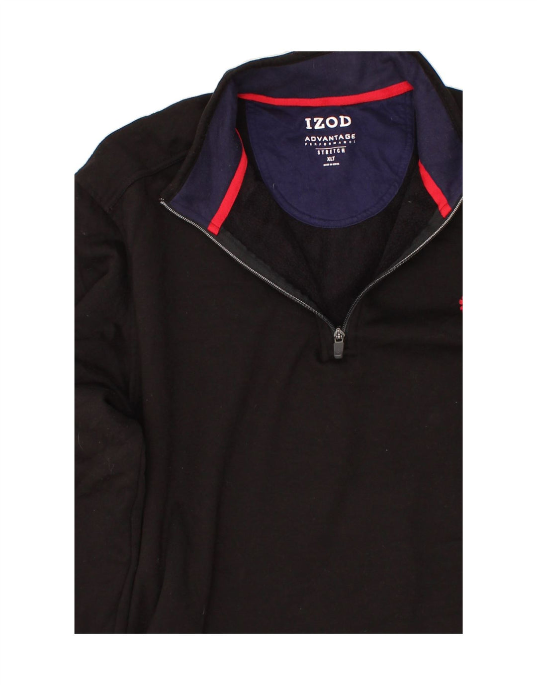 IZOD Mens Tall Zip Neck Sweatshirt Jumper XL Black Polyester Vintage Izod and Second-Hand Izod from Messina Hembry 