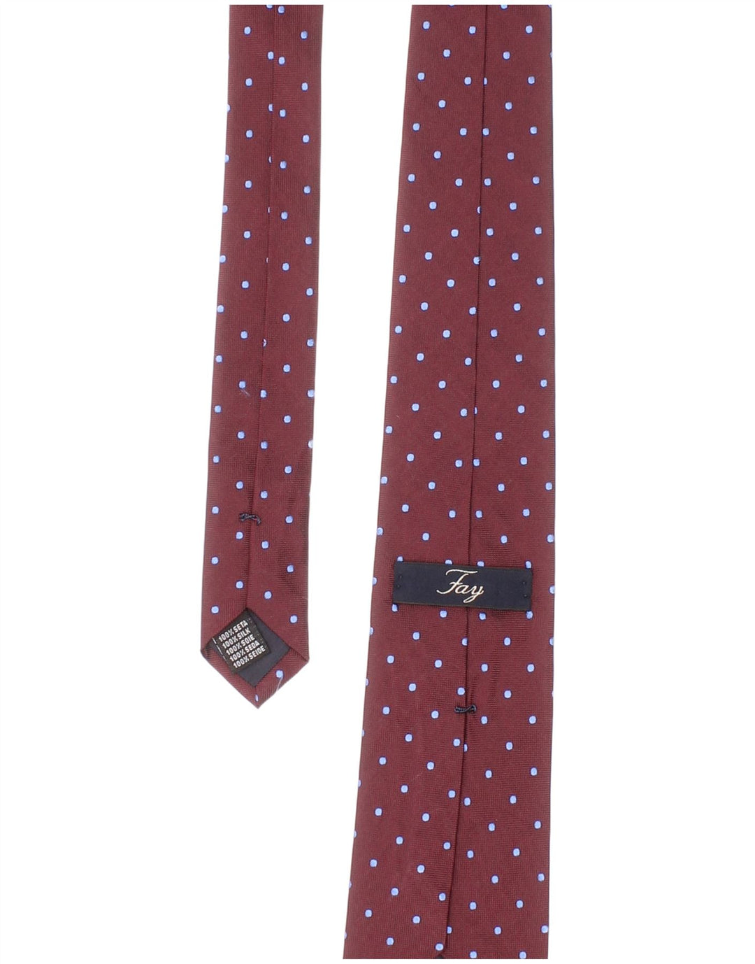 Fay Herre Tie One Size Burgundy Spotted Silk Classic