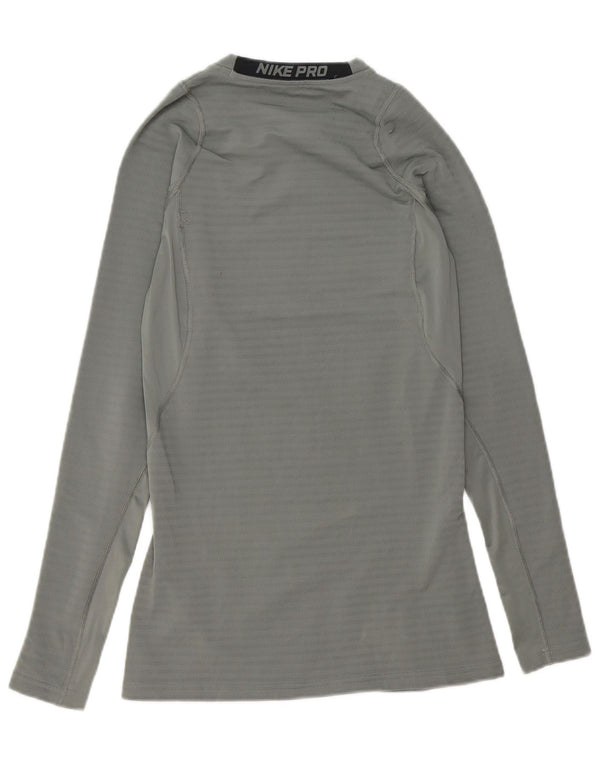 Nike Herre Dri Fit Grafisk Top Langærmet UK 14 Medium Grey Polyester