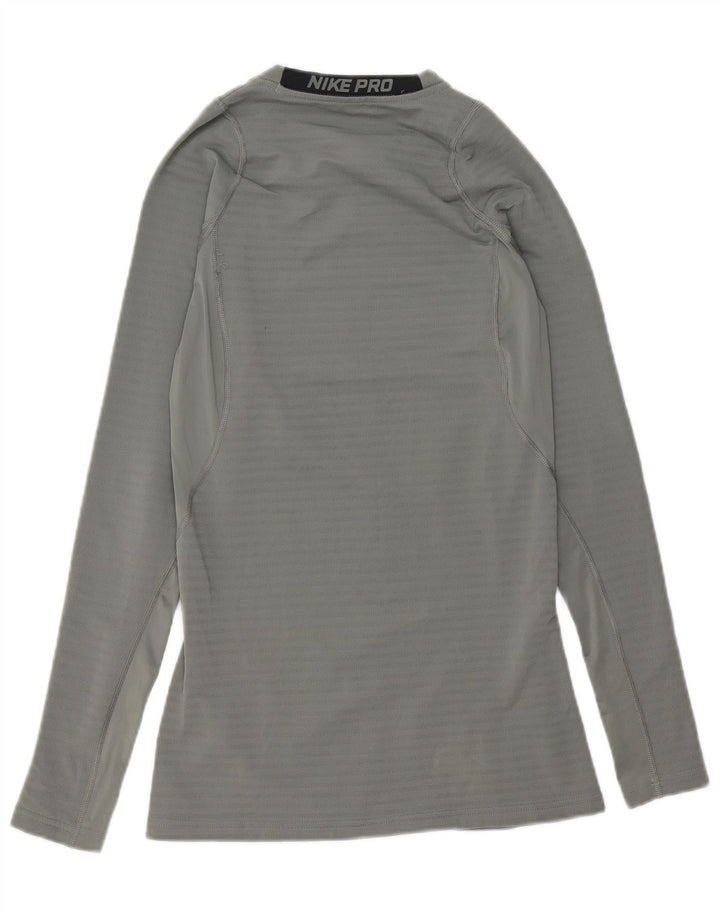 Nike Herre Dri Fit Grafisk Top Langærmet UK 14 Medium Grey Polyester