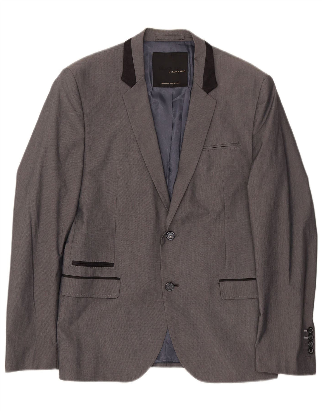 ZARA Mens 2 Button Blazer Jacket EU 52 Large Navy Blue