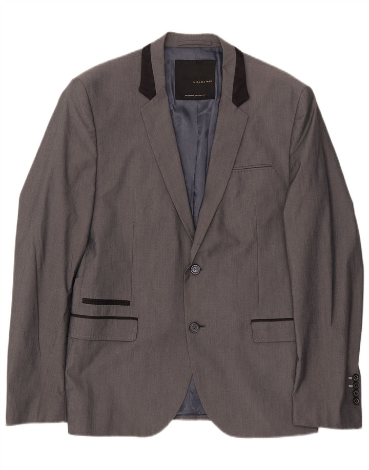 ZARA Mens 2 Button Blazer Jacket EU 52 Large Navy Blue