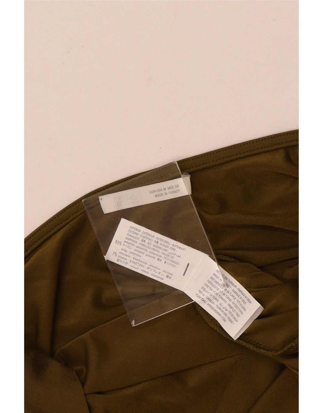Zara Womens Sleeveless Bodycon Dress UK 12 Medium Khaki Polyamid