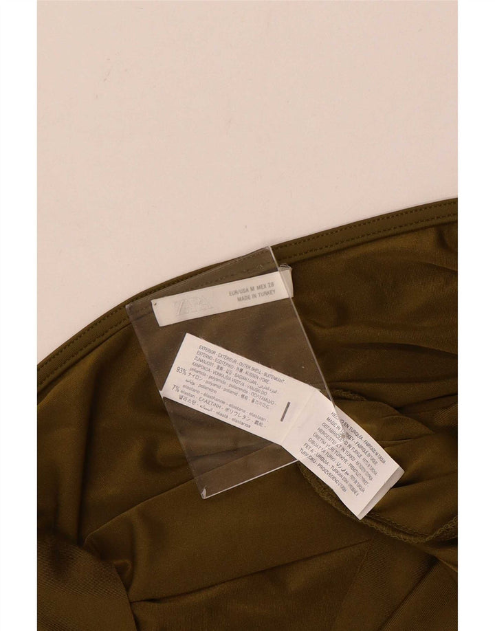 Zara Womens Sleeveless Bodycon Dress UK 12 Medium Khaki Polyamid