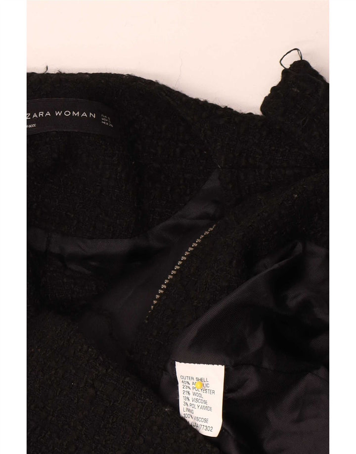 Zara Womens Military Blazer Jacket UK 10 Small Black Acryl