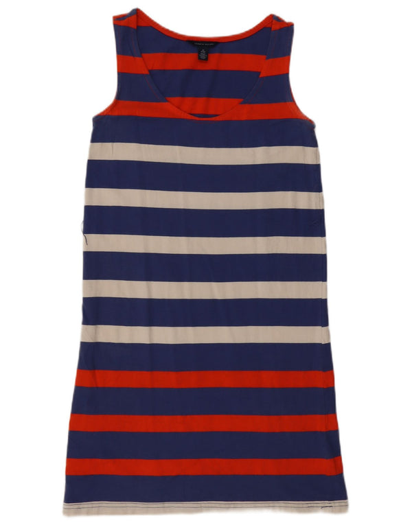 Tommy Hilfiger Dame Ærmeløs T-Shirt Kjole UK 6 XS Blå Stribet Bomuld
