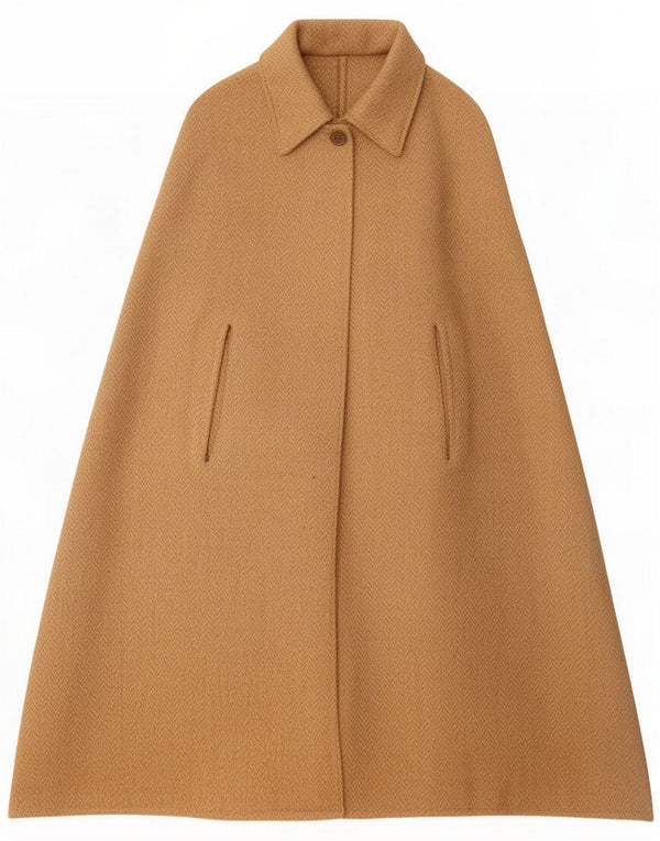 Vintage Dame Cape Coat UK 20 2XL Beige Sildeben
