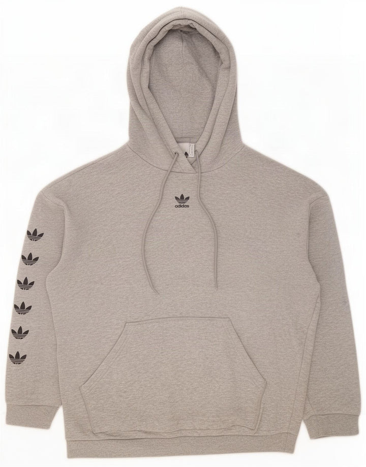 Adidas Graphic Oversized Hoodie Jumper UK 12 Medium Grey Bomuld