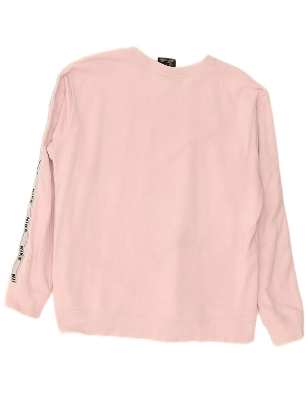 Nike Womens Graphic Sweatshirt Jumper UK 14 Medium Pink Colourblock Cotton