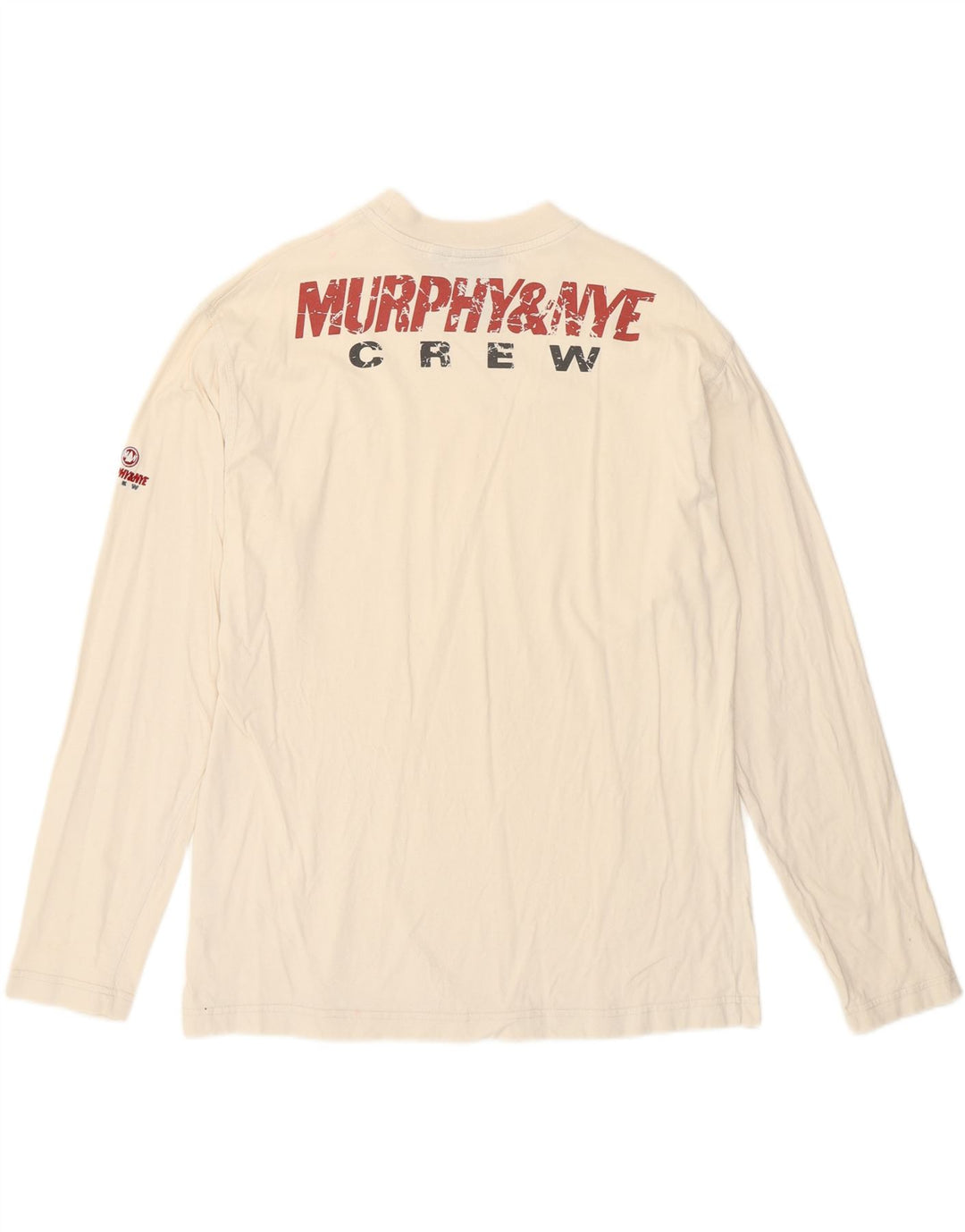 Murphy & Nye Herre grafisk top langærmet lille hvid bomuld