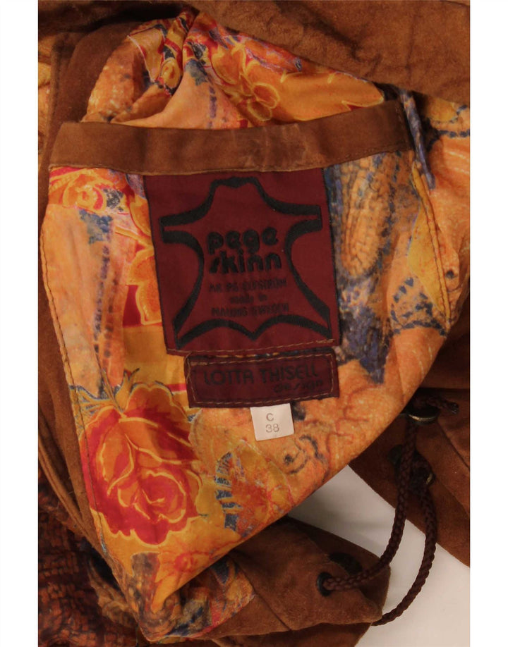 Vintage dame løs pasform ruskindsjakke EU 38 medium brunt læder