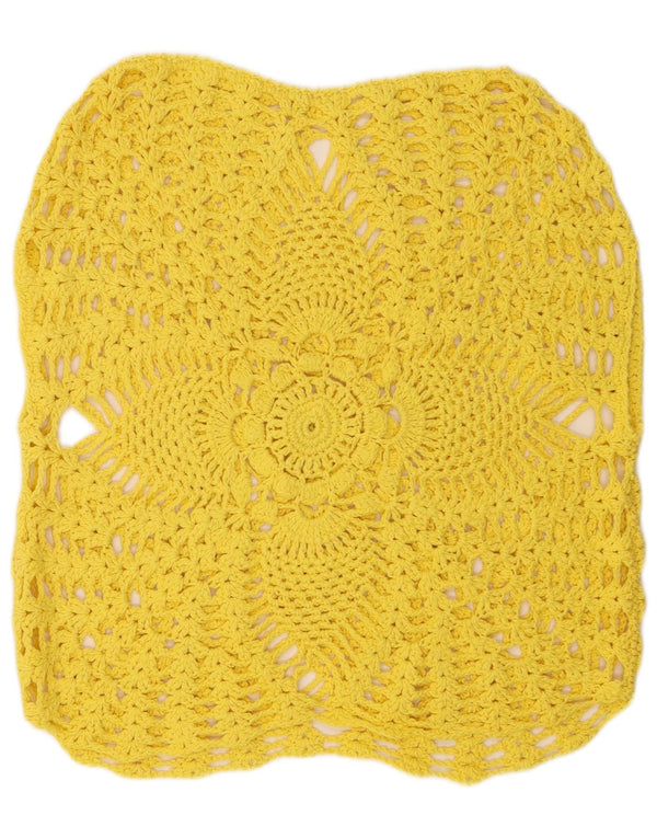 Vintage hæklet kvinders gennemsigtig top UK 16 Large Yellow Floral