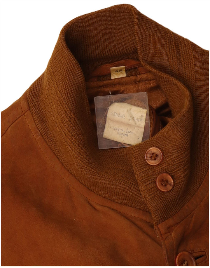 Vintage herre ruskind bomberjakke IT 48 medium brunt læder