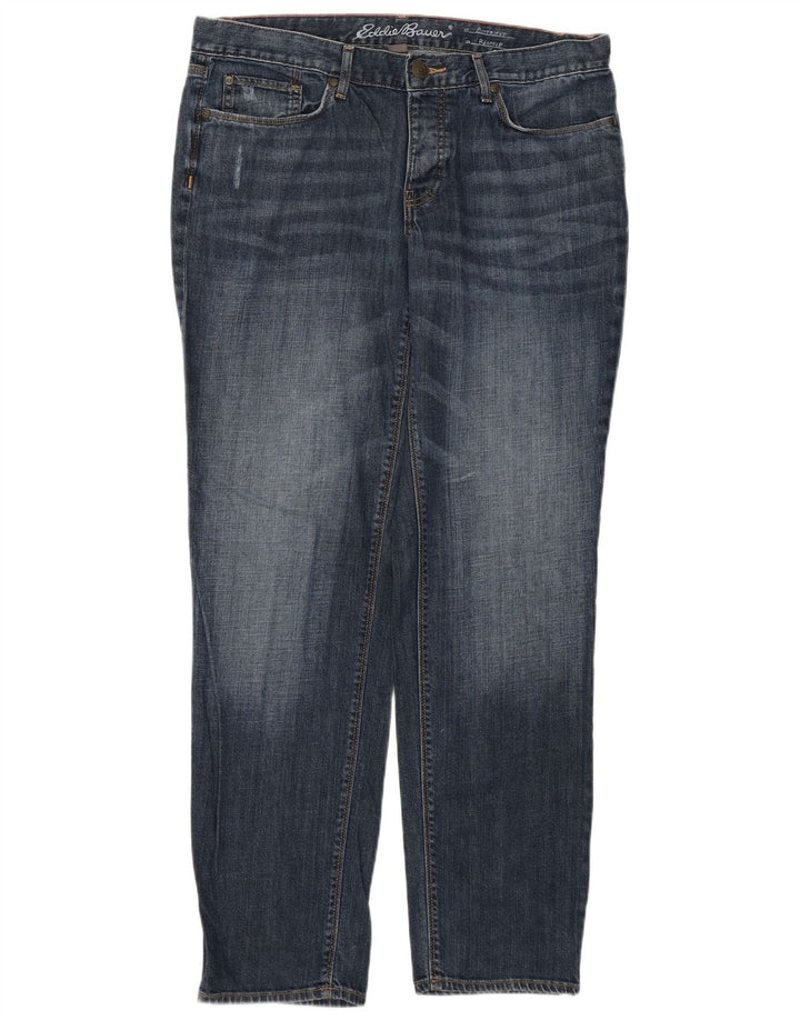 Eddie Bauer Kvinde Kæreste Tapered Jeans US 12 Large W34 L30 Blå Bomuld