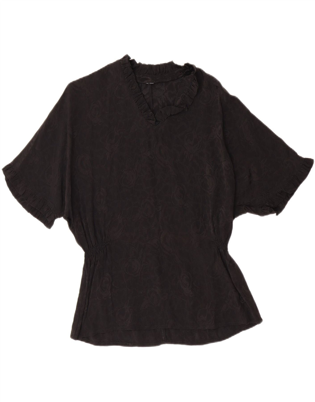 VINTAGE Womens Blouse Top UK 10 Small Black Paisley Vintage Vintage and Second-Hand Vintage from Messina Hembry 