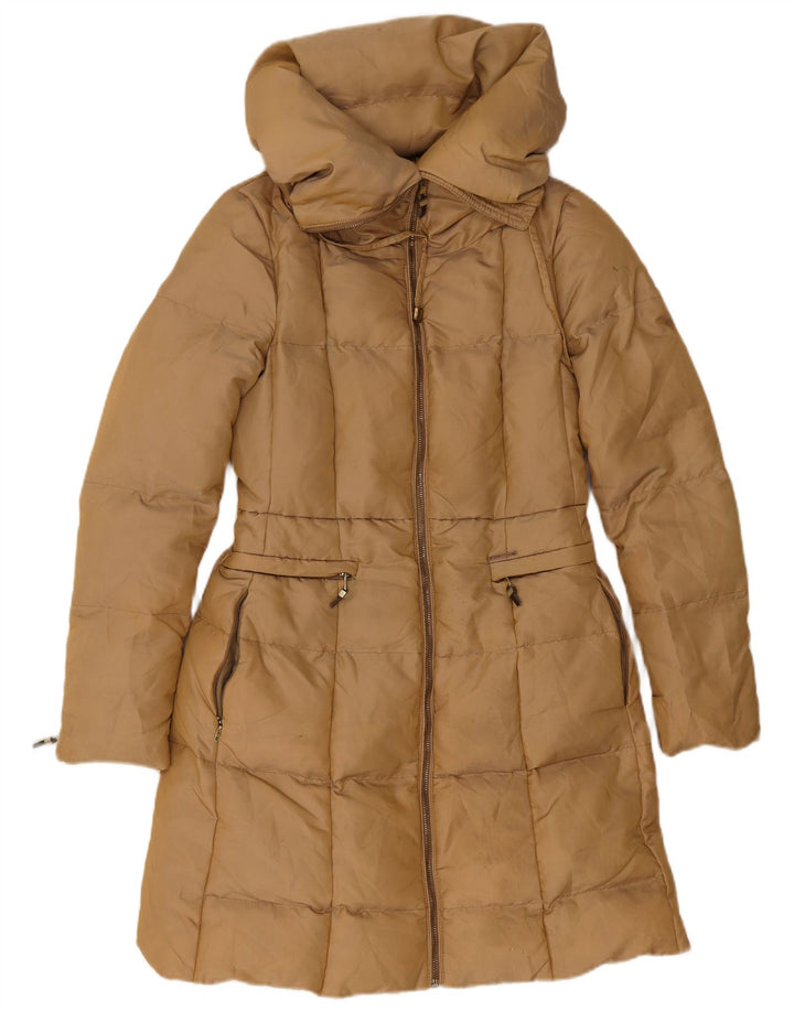 Zara Womens Polstret Frakke UK 10 Small Brown Nylon