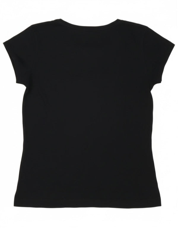 Lee Dame Grafisk T-Shirt Top UK 12 Medium Navy Blue Bomuld