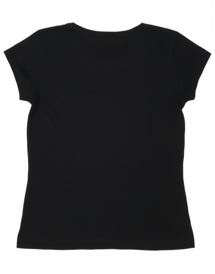 Lee Dame Grafisk T-Shirt Top UK 12 Medium Navy Blue Bomuld