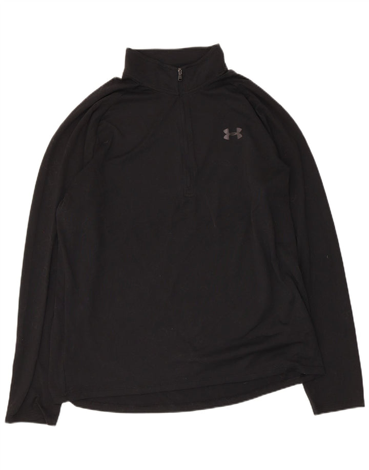 Under Armour Herre Zip Neck Pullover Træningsdragt Top Stor Sort Polyester
