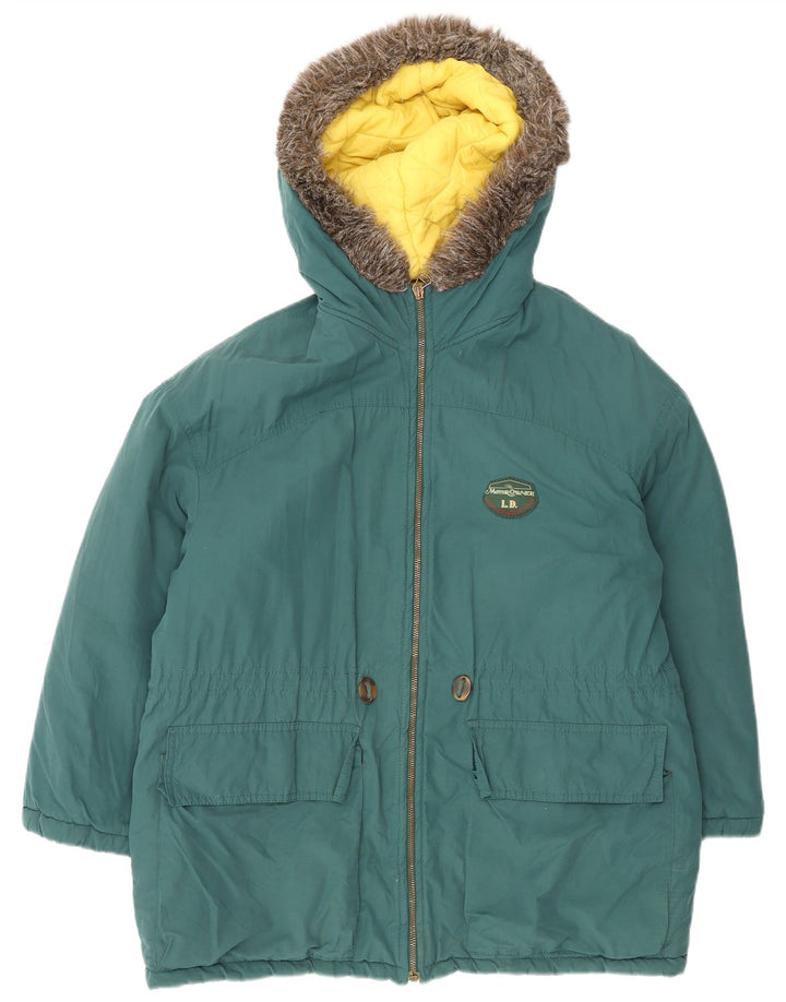 Vintage parkajakke med hætte til kvinder UK 16 Large Green