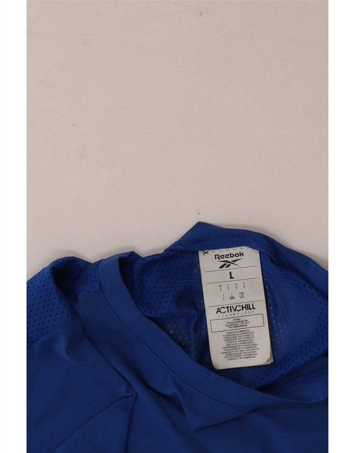 Reebok Herre høj grafisk T-shirt top stor blå nylon