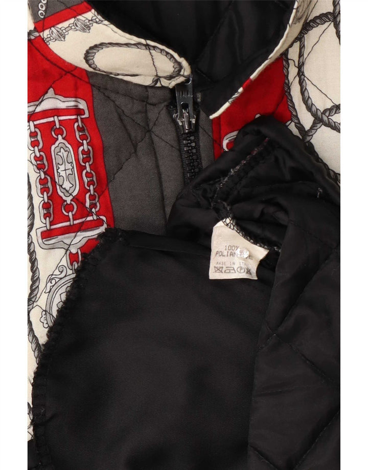 Vintage Dame Abstrakt Mønster Quiltet Gilet UK 14 Stor Flerfarvet
