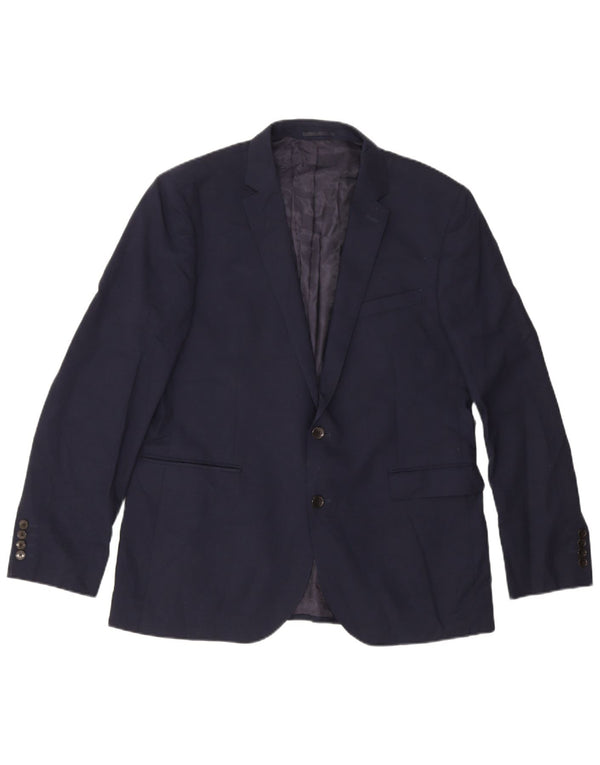 John Lewis Herre 2 Button Blazer Jacket UK 44 2XL Navy Blue Wool