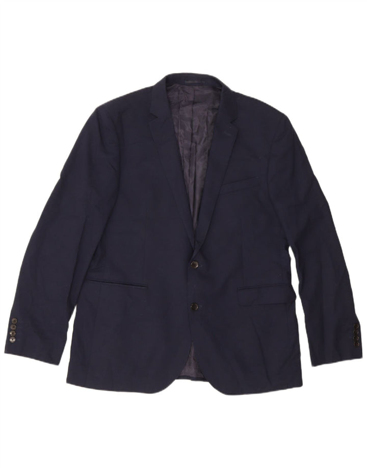 John Lewis Herre 2 Button Blazer Jacket UK 44 2XL Navy Blue Wool