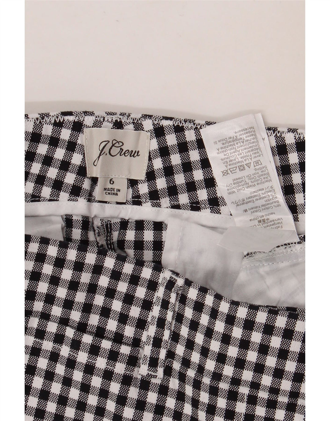 J. CREW Chino Shorts til kvinder US 6 Medium W30 Black Gingham Cotton
