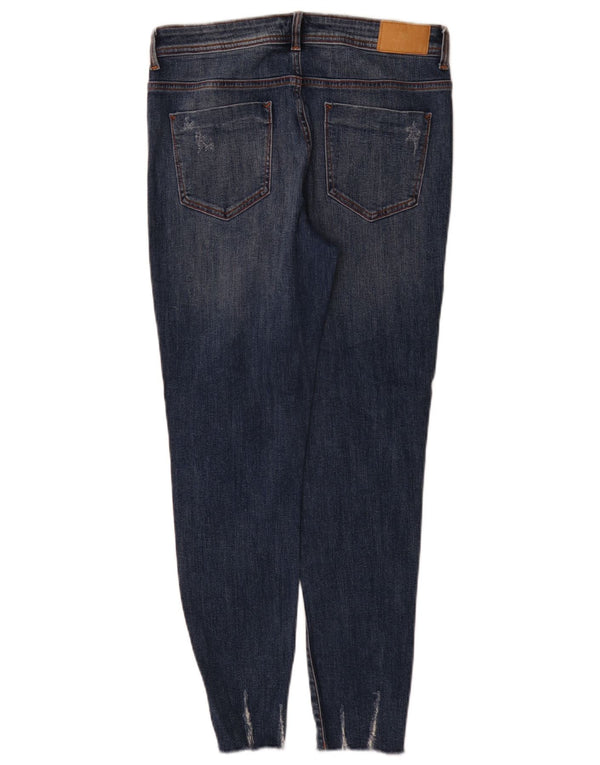 Zara Dame Distressed Skinny Jeans EU 40 Medium W30 L28 Blå Bomuld