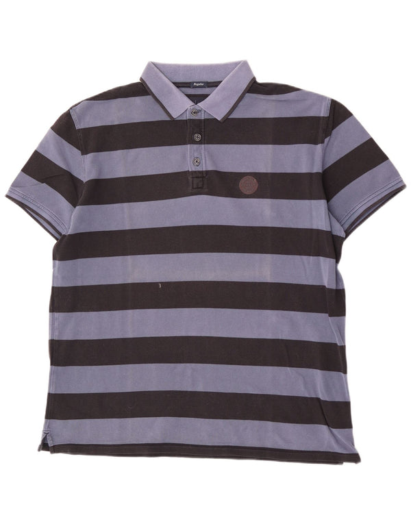 Armani Jeans Herre Regular Fit Polo Shirt 2XL marineblå stribet bomuld