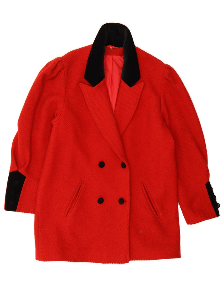 VINTAGE Womens Loose Fit Double Breasted Coat UK 12 Medium Red Vintage Vintage and Second-Hand Vintage from Messina Hembry 