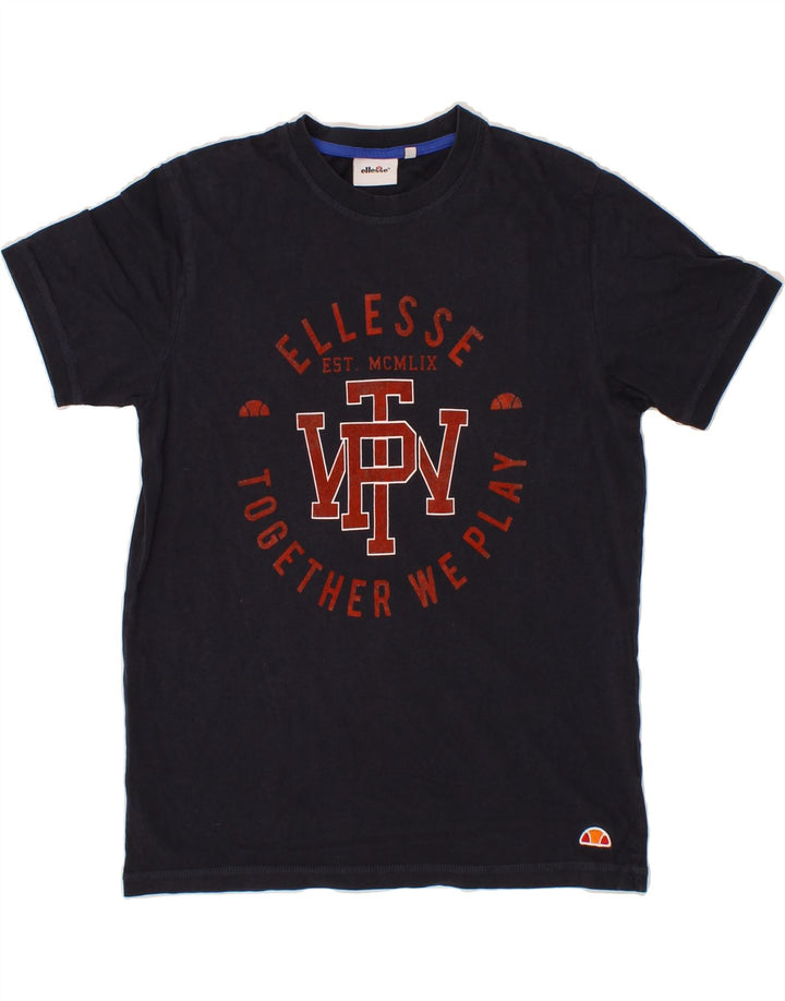 ELLESSE Mens Graphic T-Shirt Top Medium Navy Blue Vintage Ellesse and Second-Hand Ellesse from Messina Hembry 