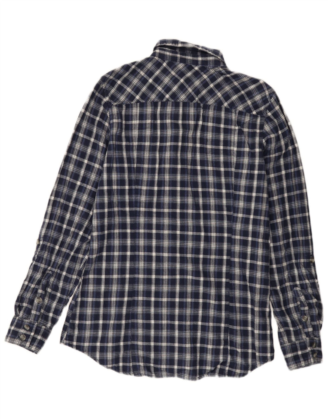 Eddie Bauer Dame Flanelskjorte UK 14 Medium Navy Blue Ternet Bomuld