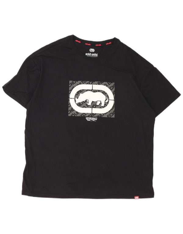 Ecko Unltd Herre Grafisk T-Shirt Top Stor Sort Bomuld