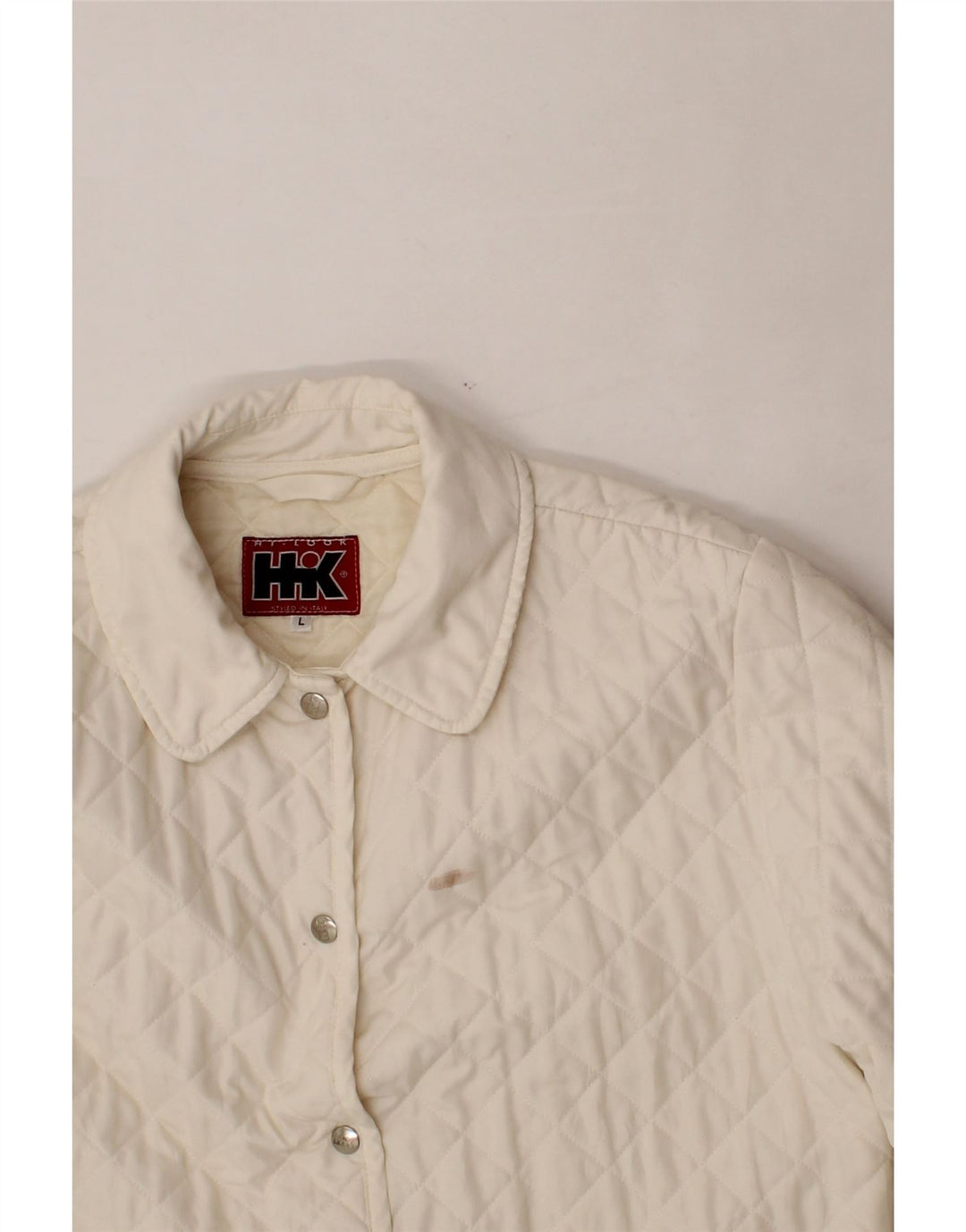 VINTAGE Womens Quilted Jacket UK 16 Large White Polyester Vintage Vintage and Second-Hand Vintage from Messina Hembry 