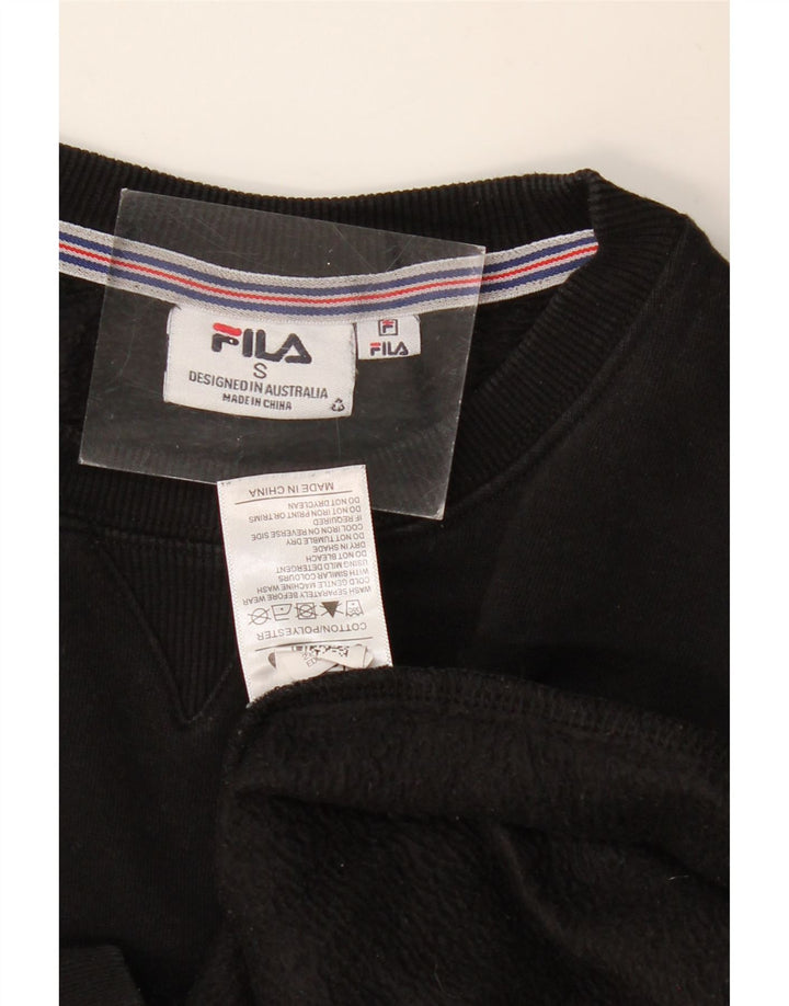 FILA Dame Oversized Sweatshirt Jumper UK 10 Small Black Bomuld