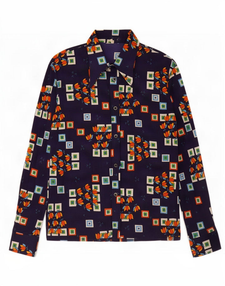 Vintage dameskjorte IT 52 2XL Marineblå Geometrisk
