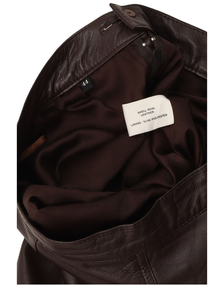 VINTAGE lædernederdel til kvinder IT 44 Medium W28 Brunt læder