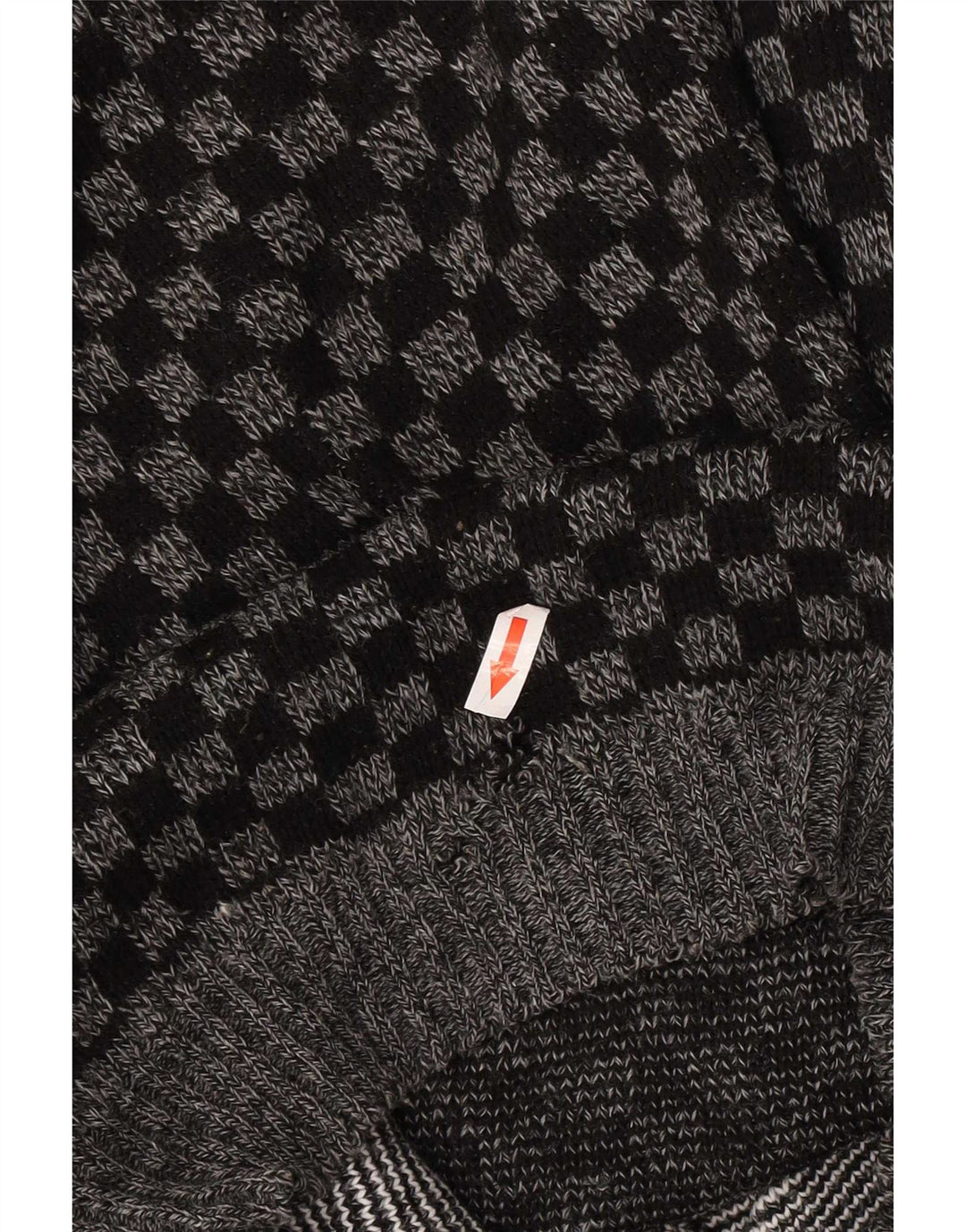 Vintage Herre Boat Neck Jumper Sweater Medium Grey Geometric Acryl