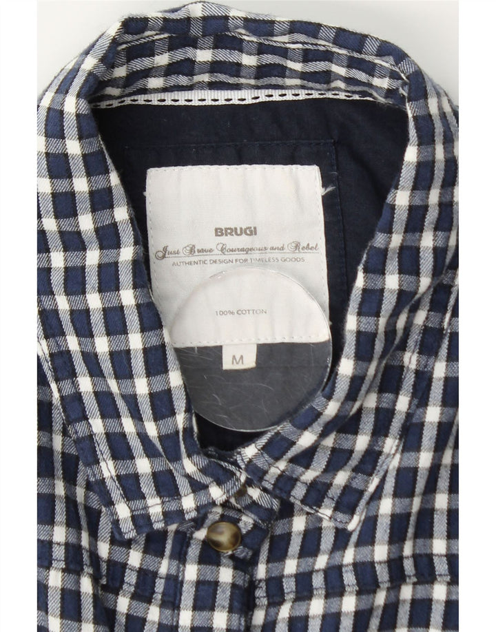 BRUGI Dameskjorte UK 12 Medium Navy Blue Gingham Cotton