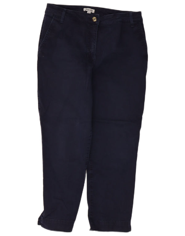 Jaeger Womens Cropped Trousers UK 12 Medium W30 L25 Marineblå Bomuld
