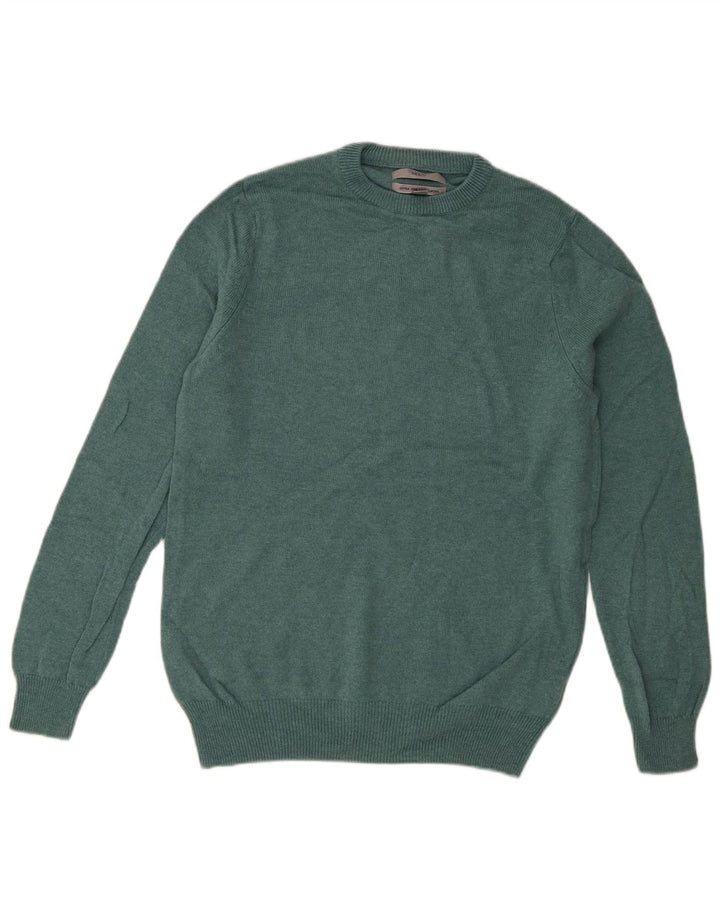 Marks & Spencer Herre sweater med rund hals, mellemgrøn lammeuld
