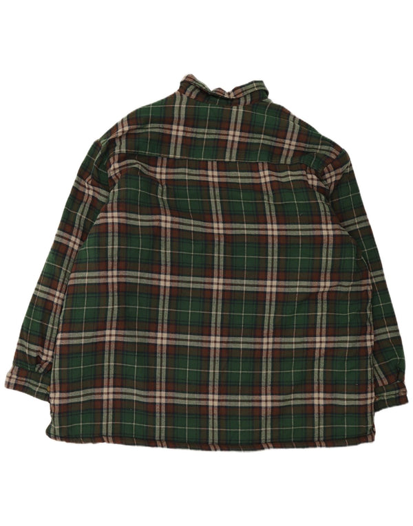 Vintage polstret flannelskjorte til mænd 3XL grøn ternet polyester klassisk