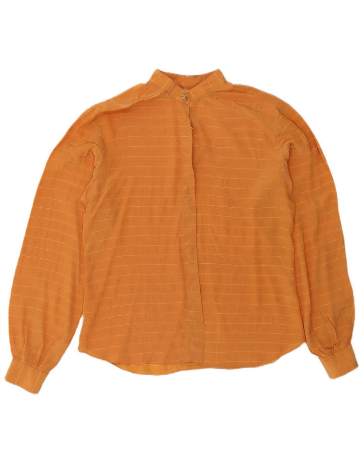 Vintage dameskjorte bluse IT 46 stor orange stribet polyester