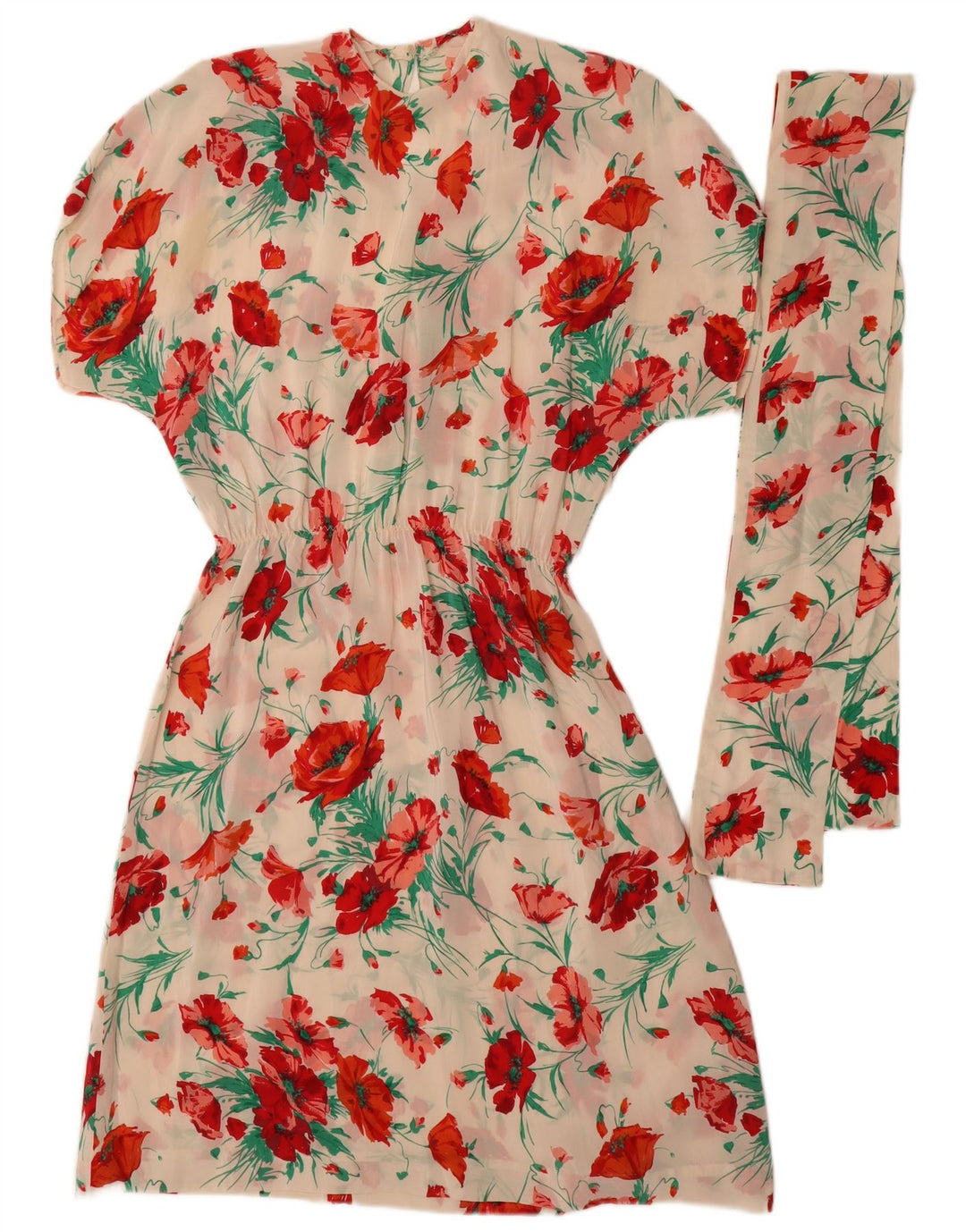 Vintage Dame A-Line Kjole UK 14 Medium White Floral