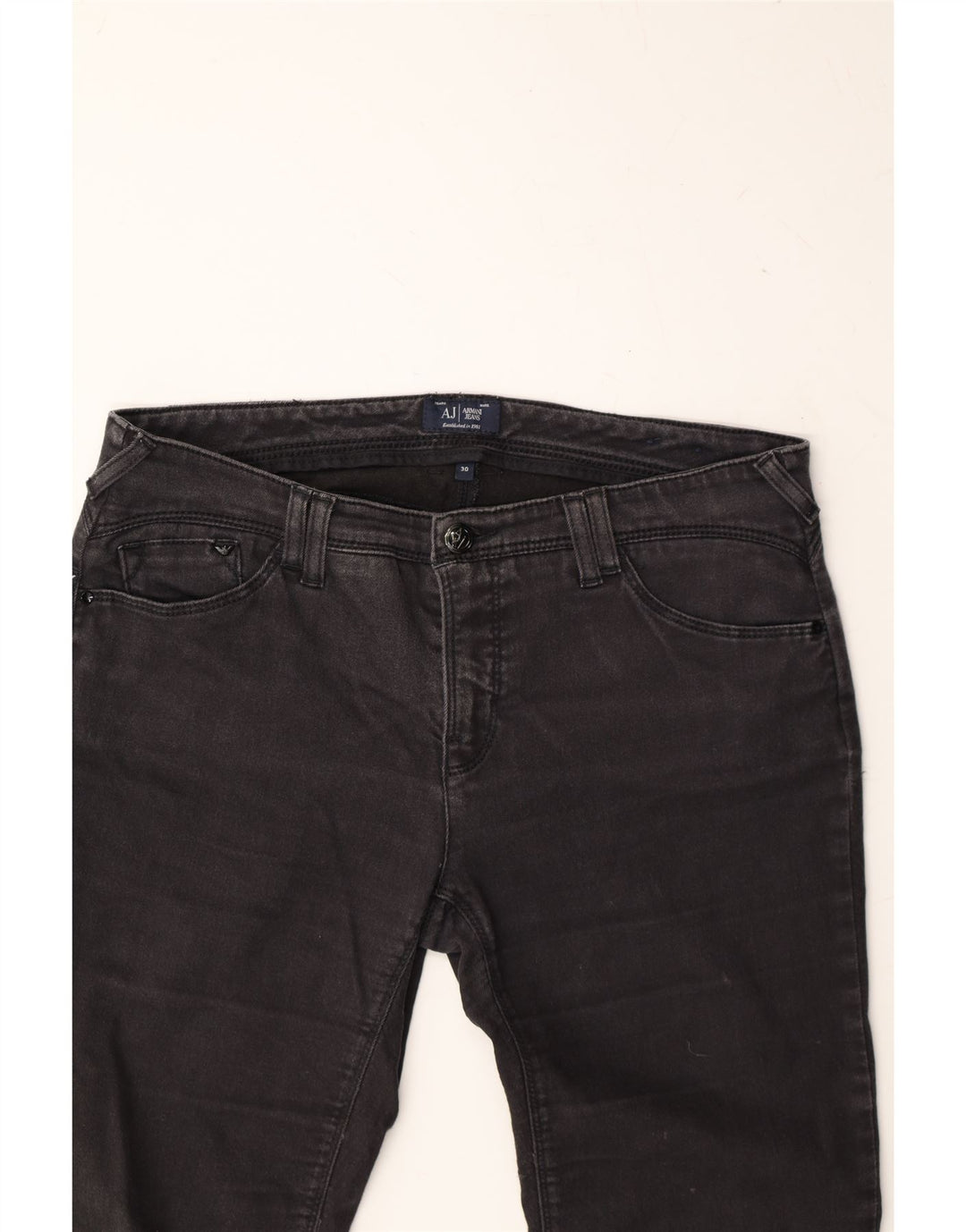 ARMANI Womens Skinny Jeans W30 L27 Black Cotton Vintage Armani and Second-Hand Armani from Messina Hembry 