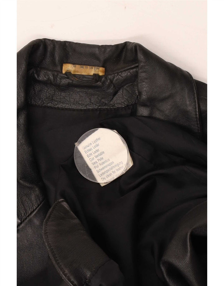 Vintage dame 3-knaps læder blazerjakke UK 20 2XL sort læder